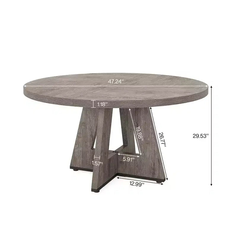 Table de salle à manger de ferme ronde MAYEERTY 47 pouces, table de cuisine rustique 4 places avec cadre en métal et plateau en MDF