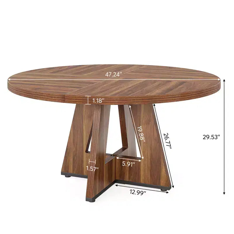 Table de salle à manger de ferme ronde MAYEERTY 47 pouces, table de cuisine rustique 4 places avec cadre en métal et plateau en MDF