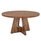 Table de salle à manger de ferme ronde MAYEERTY 47 pouces, table de cuisine rustique 4 places avec cadre en métal et plateau en MDF