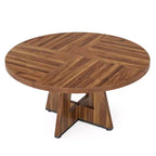 Table de salle à manger de ferme ronde MAYEERTY 47 pouces, table de cuisine rustique 4 places avec cadre en métal et plateau en MDF
