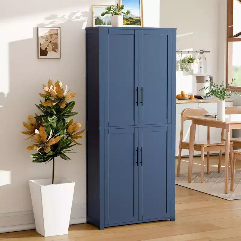 PexFix Armoire de cuisine autoportante avec 4 portes et étagères réglables, organisateur de rangement utilitaire au sol