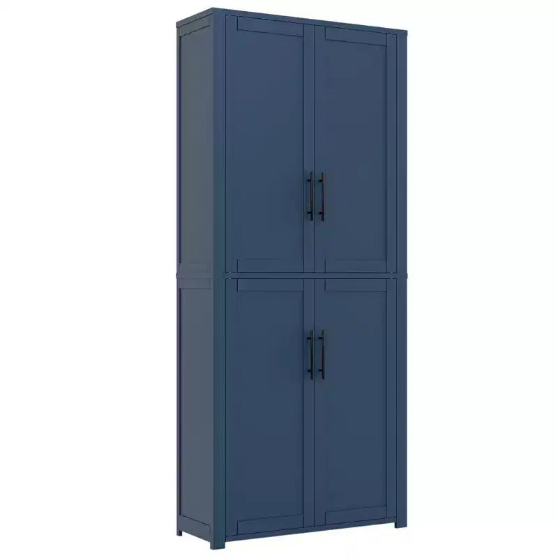 PexFix Armoire de cuisine autoportante avec 4 portes et étagères réglables, organisateur de rangement utilitaire au sol