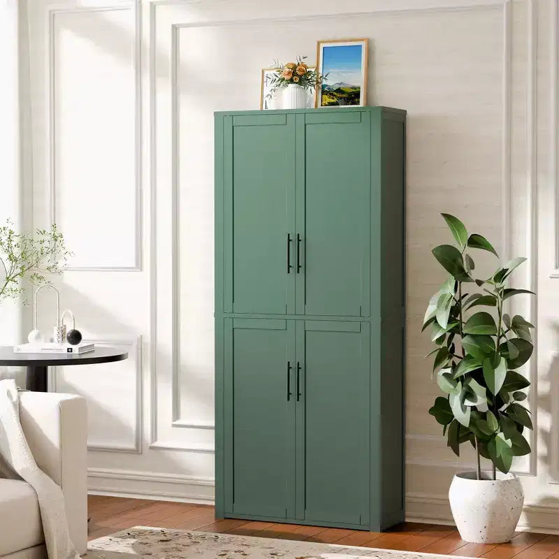 PexFix Armoire de cuisine autoportante avec 4 portes et étagères réglables, organisateur de rangement utilitaire au sol