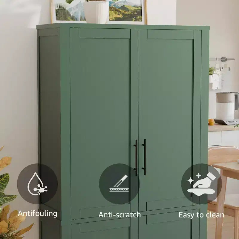 PexFix Armoire de cuisine autoportante avec 4 portes et étagères réglables, organisateur de rangement utilitaire au sol