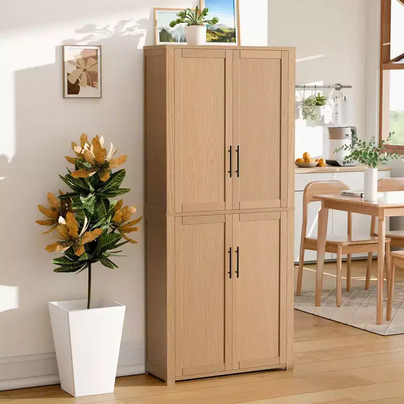 PexFix Armoire de cuisine autoportante avec 4 portes et étagères réglables, organisateur de rangement utilitaire au sol