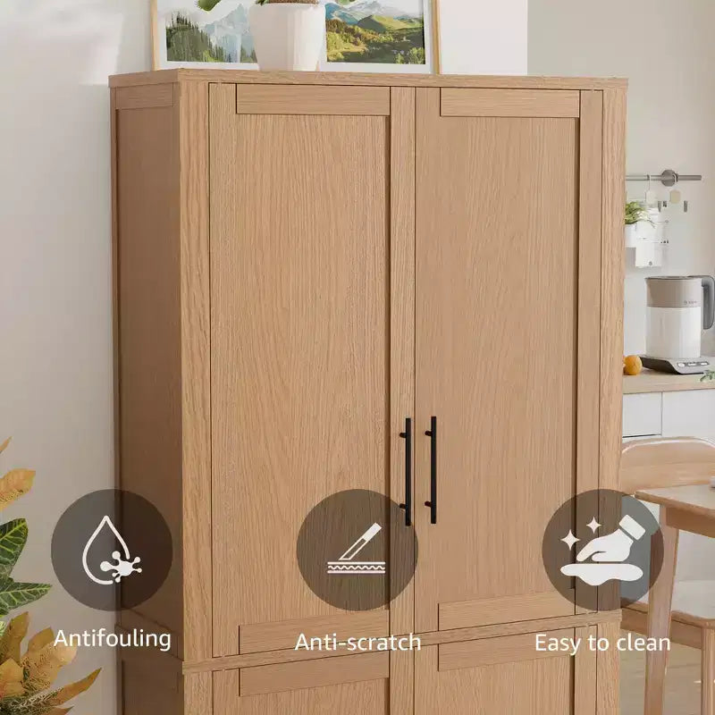 PexFix Armoire de cuisine autoportante avec 4 portes et étagères réglables, organisateur de rangement utilitaire au sol