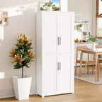 PexFix Armoire de cuisine autoportante avec 4 portes et étagères réglables, organisateur de rangement utilitaire au sol