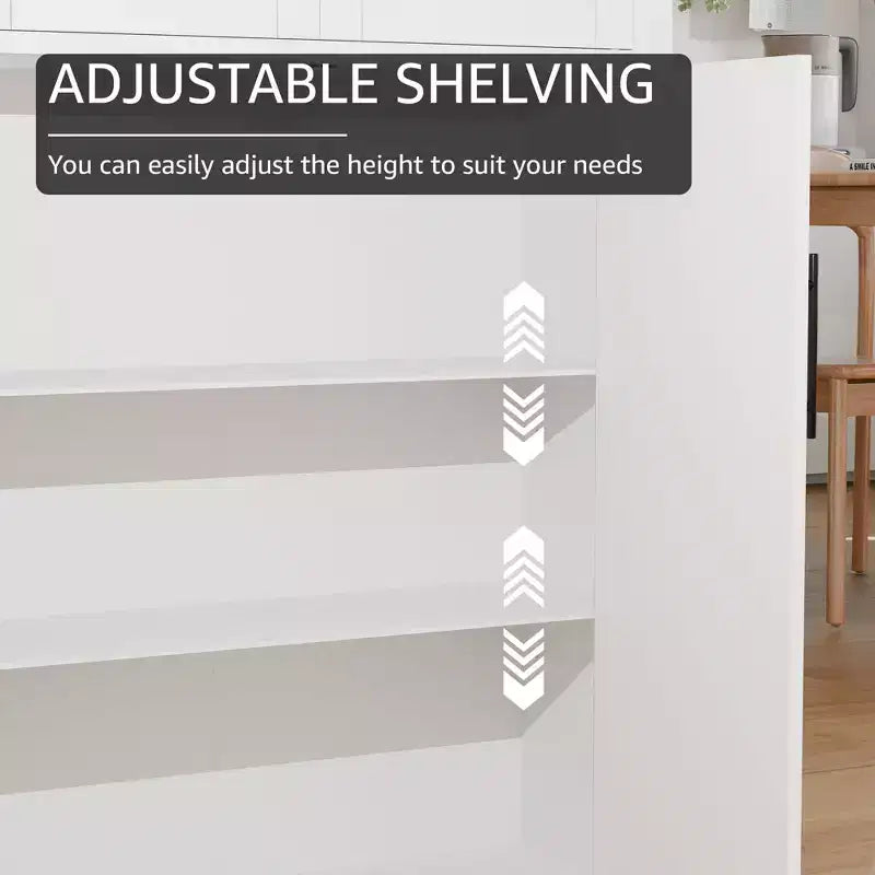 PexFix Armoire de cuisine autoportante avec 4 portes et étagères réglables, organisateur de rangement utilitaire au sol
