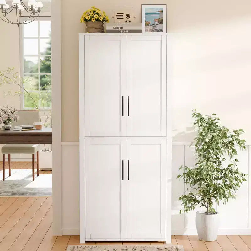 PexFix Armoire de cuisine autoportante avec 4 portes et étagères réglables, organisateur de rangement utilitaire au sol