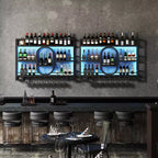 Bekrvio 39/47 Casier à vin mural, Étagères flottantes en métal avec porte-verres à vin, Étagère à liqueur industrielle pour bar à domicile, cuisine, salle à manger