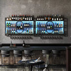 Bekrvio 39/47 Casier à vin mural, Étagères flottantes en métal avec porte-verres à vin, Étagère à liqueur industrielle pour bar à domicile, cuisine, salle à manger