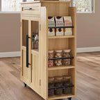 Dessert mobile COZONY avec roues, placard de rangement avec tiroir, étagère à épices et porte-serviettes, chariot de cuisine roulant pour petits espaces