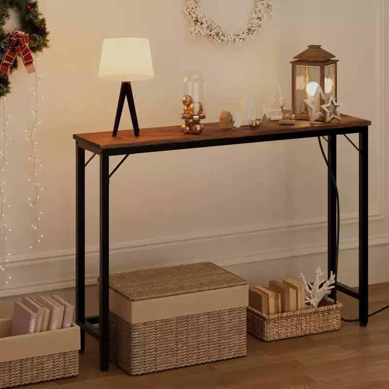 COZONY 39 Table d'entrée étroite avec ports USB, Console industrielle avec station de charge pour couloir, salon