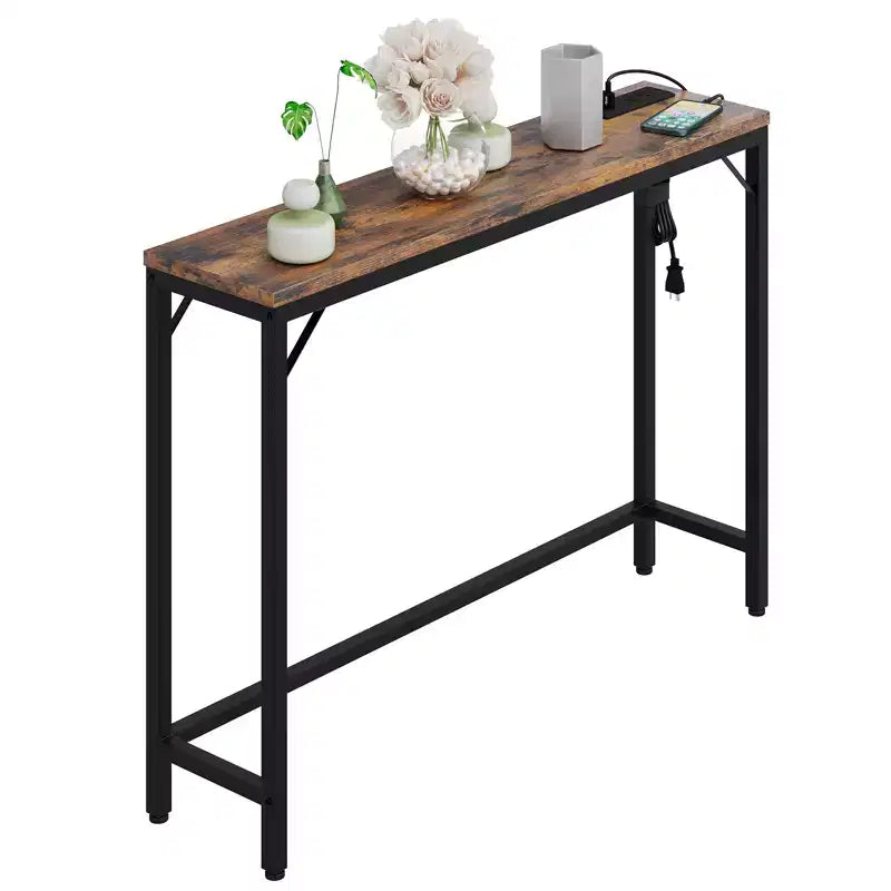 COZONY 39 Table d'entrée étroite avec ports USB, Console industrielle avec station de charge pour couloir, salon