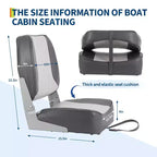Lot de 2 sièges de bateau pliants à dossier bas – Coussin élastique épais 48x42 cm, sièges de bateau étanches pour Bass Tracker et bateaux de tourisme