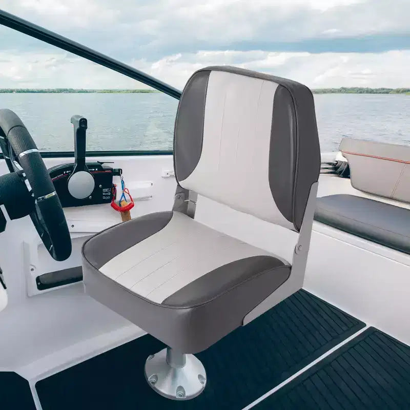 Lot de 2 sièges de bateau pliants à dossier bas – Coussin élastique épais 48x42 cm, sièges de bateau étanches pour Bass Tracker et bateaux de tourisme