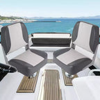 Lot de 2 sièges de bateau pliants à dossier bas – Coussin élastique épais 48x42 cm, sièges de bateau étanches pour Bass Tracker et bateaux de tourisme