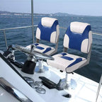 Lot de 2 sièges de bateau pliants à dossier bas – Coussin élastique épais 48x42 cm, sièges de bateau étanches pour Bass Tracker et bateaux de tourisme