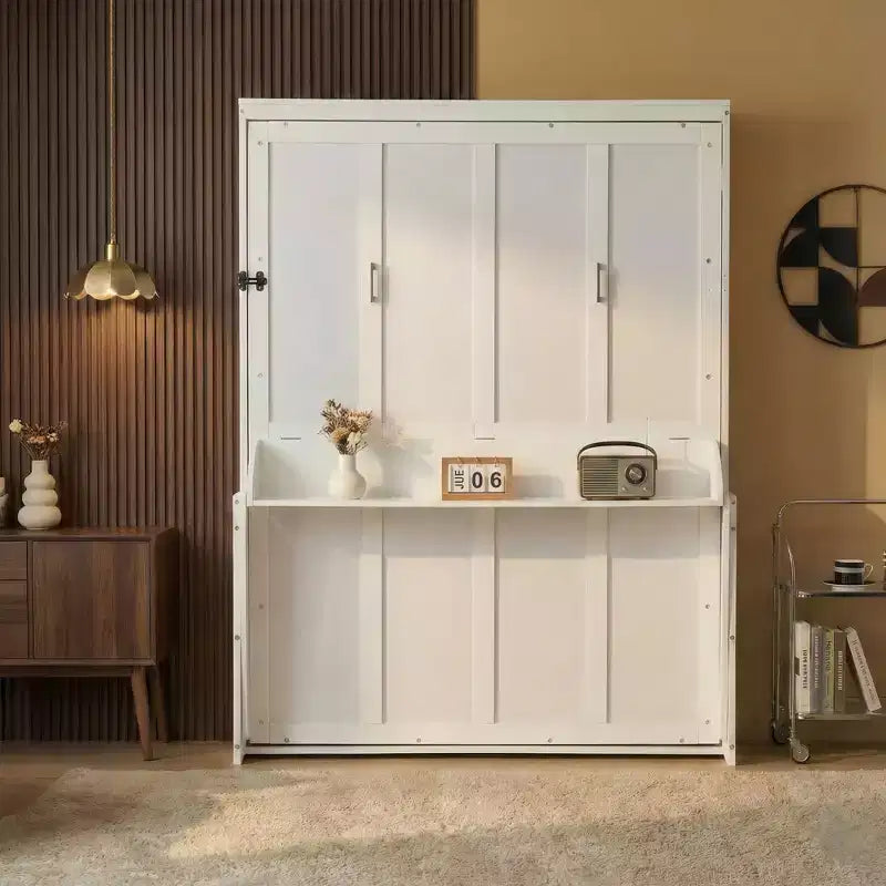 Lit escamotable vertical en bois queen size Clihome, lit mural escamotable, armoire lit escamotable