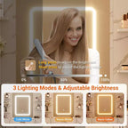 Coiffeuse GustoWave 43 avec miroir et lumière LED, 7 tiroirs, étagères, support pour sèche-cheveux, table de maquillage pour chambre à coucher
