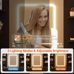 Coiffeuse GustoWave 43 avec miroir et lumière LED, 7 tiroirs, étagères, support pour sèche-cheveux, table de maquillage pour chambre à coucher