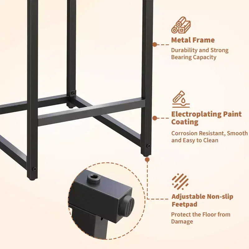 Lot de 2 tabourets de bar modernes hauteur comptoir, chaises rembourrées en similicuir noir avec dossier et pieds en métal robustes pour îlot de cuisine et bar à domicile
