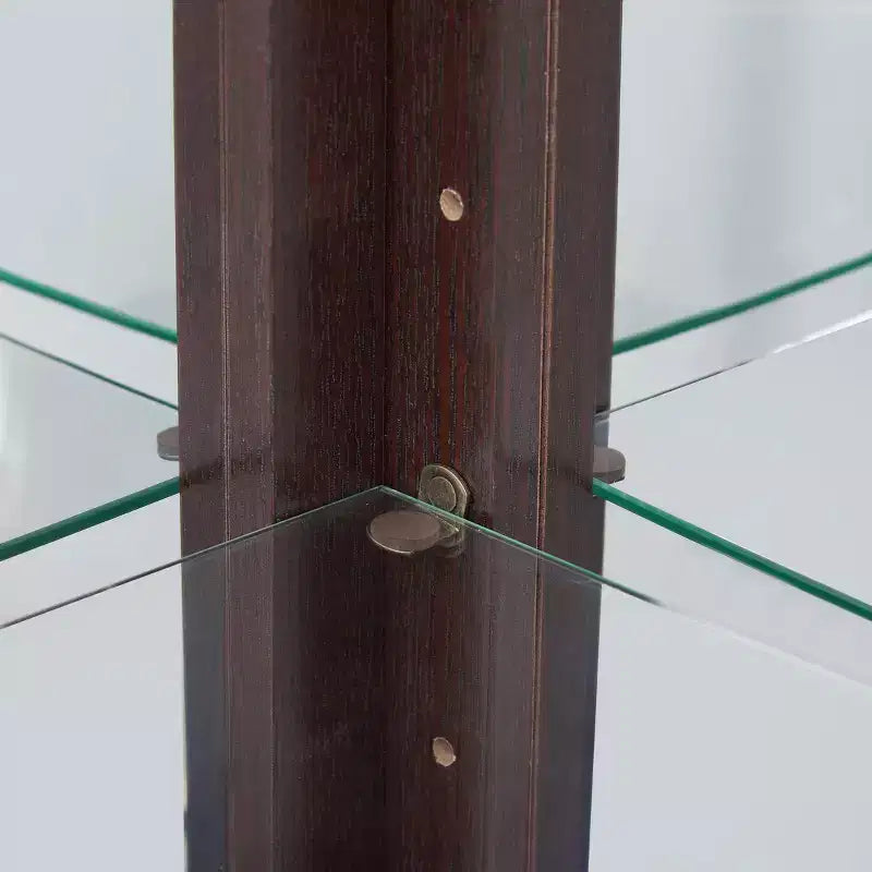 Meuble TV MAYEERTY pour salon en MDF + verre trempé, 3 tiroirs à fermeture amortie, étagères ouvertes