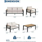 Ensemble de conversation sectionnel 5 pièces, ensemble de meubles de patio extérieurs en aluminium, sièges extérieurs modernes, pour porche, balcon, terrasse