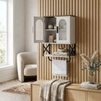 Meuble Haut de Salle de Bain Dcolora avec Étagère Réglable, Porte-Serviettes, 2 Portes en Verre