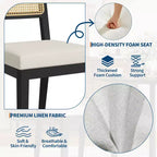 Lot de 2 Chaises de Salle à Manger en Rotin, Chaises de Cuisine de Style Ferme Français, Dossier en Rotin, Pieds en Bois, Modernes, Mi-siècle pour Salle à Manger