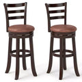 Costway 30 Bar Height Swivel Barstools Set of 2/4 with Back, Faux Leather Seat for Pub