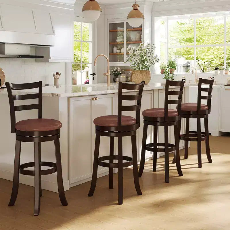 Costway Lot de 2/4 tabourets de bar pivotants de 76 cm de hauteur avec dossier, siège en similicuir pour pub