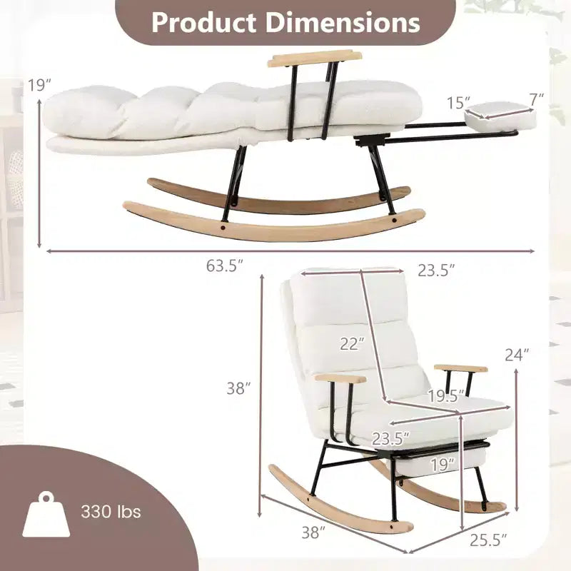 Costway Fauteuil à bascule de puériculture 1/2 PCS avec dossier réglable sur 5 niveaux et repose-pieds rétractable