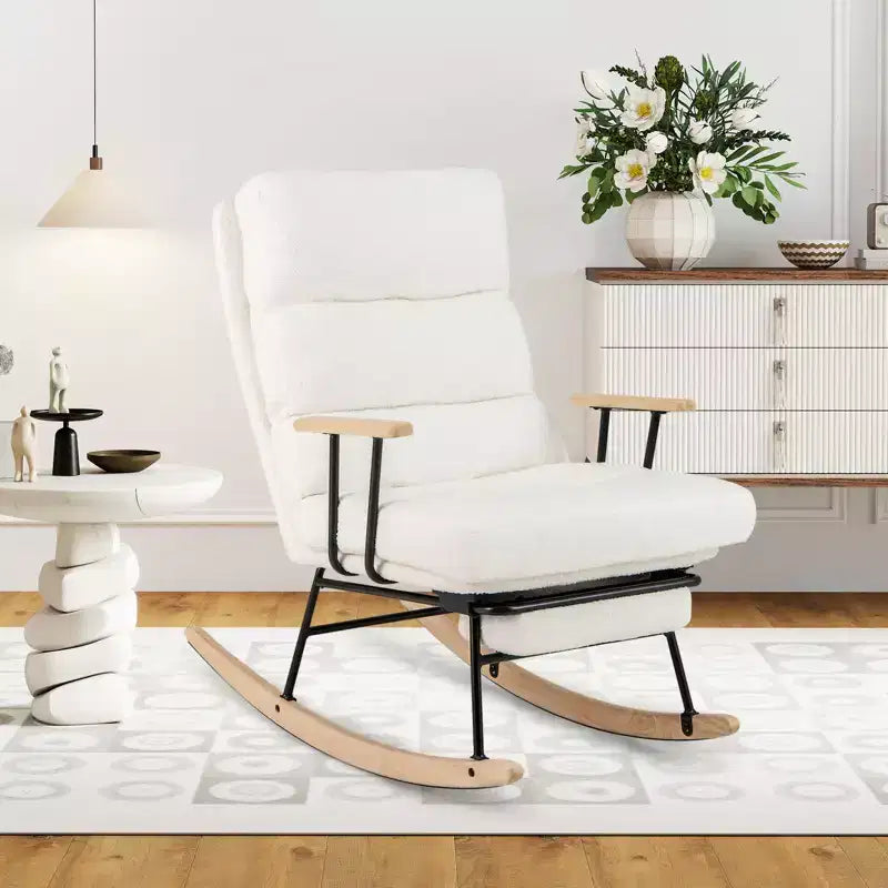Costway Fauteuil à bascule de puériculture 1/2 PCS avec dossier réglable sur 5 niveaux et repose-pieds rétractable