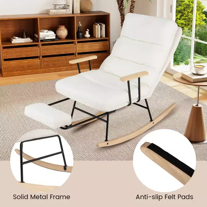 Costway Fauteuil à bascule de puériculture 1/2 PCS avec dossier réglable sur 5 niveaux et repose-pieds rétractable