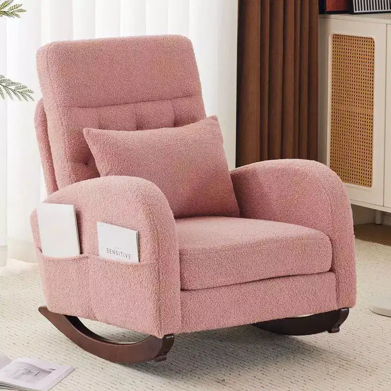 Fauteuil à bascule rembourré rose Karl Home