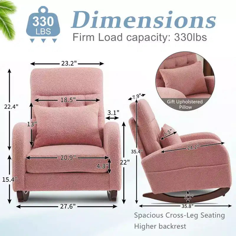 Fauteuil à bascule rembourré rose Karl Home