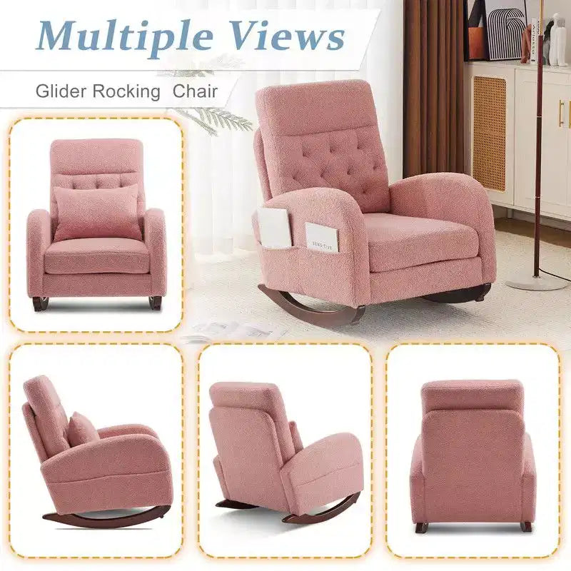 Fauteuil à bascule rembourré rose Karl Home