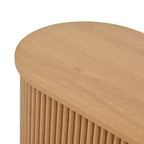 Meuble TV Vintage Rustique avec Portes Coulissantes à Lattes, Console Multimédia de Ferme Cannelée de 75 po avec Tiroir (Grain de Bois Naturel)