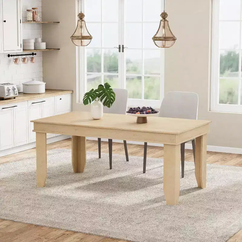Table de salle à manger de style ferme pour 4 à 6 personnes, table de cuisine rectangulaire de 160 cm avec cadre en bois et finition marron pour la salle à manger