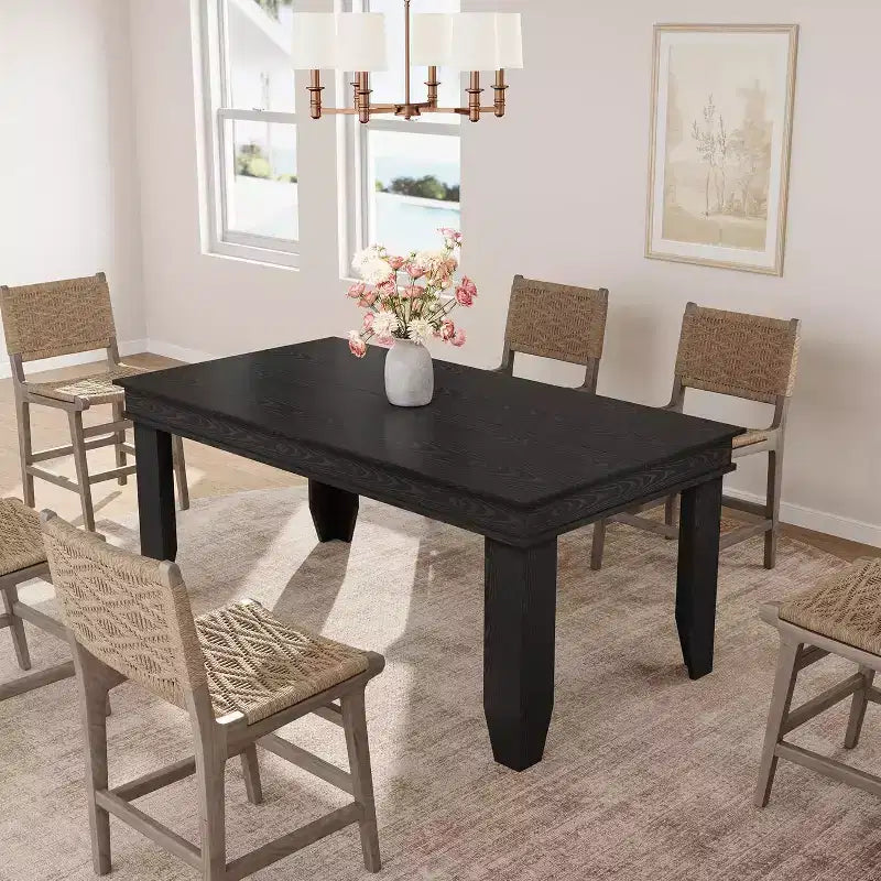 Table de salle à manger de style ferme pour 4 à 6 personnes, table de cuisine rectangulaire de 160 cm avec cadre en bois et finition marron pour la salle à manger