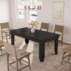 Table de salle à manger de style ferme pour 4 à 6 personnes, table de cuisine rectangulaire de 160 cm avec cadre en bois et finition marron pour la salle à manger