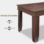 Table de salle à manger de style ferme pour 4 à 6 personnes, table de cuisine rectangulaire de 160 cm avec cadre en bois et finition marron pour la salle à manger
