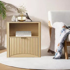 Design Cannelé | Table de Chevet en Chêne de 58 cm | Table de Chevet Moderne en Bois Imperméable avec Tiroir et Rangement | Meuble de Chambre à Coucher | Couleur Chêne Clair | Lot de 2