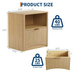 Design Cannelé | Table de Chevet en Chêne de 58 cm | Table de Chevet Moderne en Bois Imperméable avec Tiroir et Rangement | Meuble de Chambre à Coucher | Couleur Chêne Clair | Lot de 2