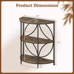 Lot de 2 tables d'appoint semi-circulaires à 3 niveaux Costway avec étagères de rangement en métal robuste, marron rustique