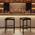 24 Inch Bar Stools Set of 2, PU Leather Seats with Thick Padding & Footrest, Modern Metal Frame with Adjustable Feet for Kitchen Island, Bar Counter