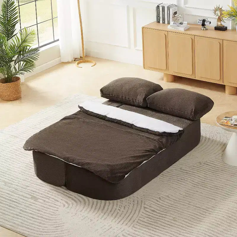 Canapé-lit convertible, futon pliable avec 2 coussins de dossier pour salon, aucun assemblage requis - ModernLuxe