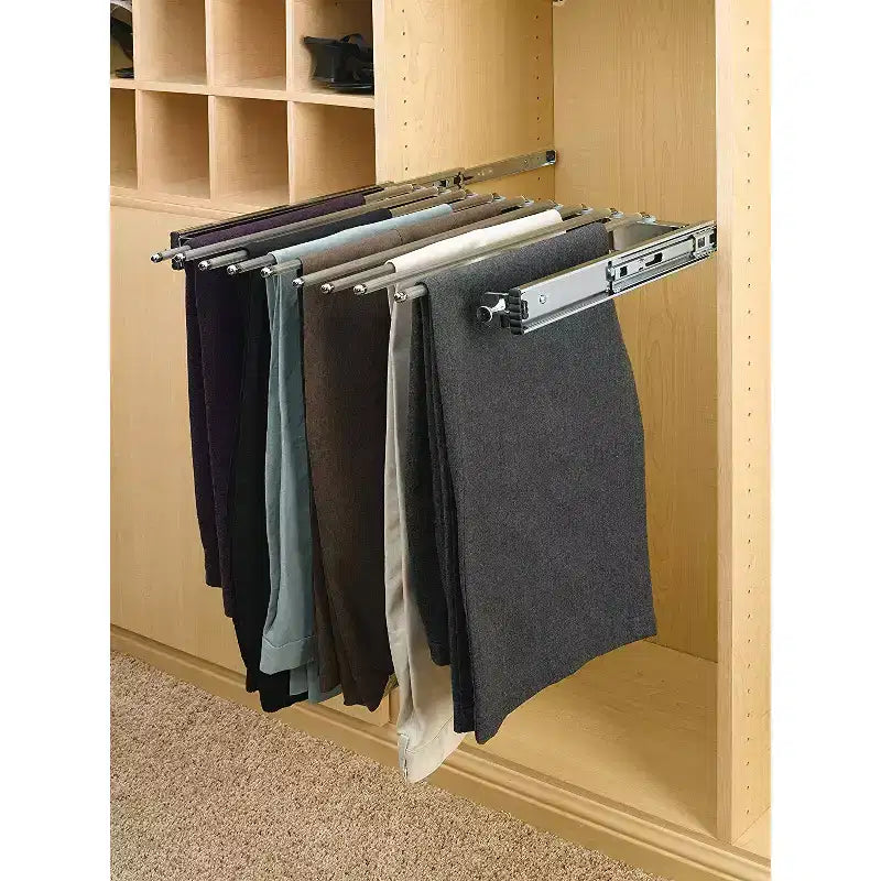 Rev-A-Shelf 24 Glissière pour cadre en fil métallique, capacité 9 pantalons, pour gain de place et organisation de placard, Chrome, PSC-2414CR