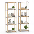 Gymax 2PCS Freestanding 5-Tier Bookshelf w/ Splinter-Free Storage Shelves for Home